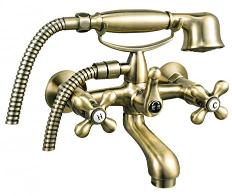 Bronze Zweigriffmischer Nostalgische Wannenarmatur Wannenbatterie Badewannenarmatur im Retro Stil