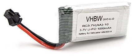 vhbw Akku kompatibel mit Zoopa 300, AA0302, AA0300-A, 300 Movie Helicopter AA0300 Modellbau (1000mAh, 3,7V, Li-Ion)