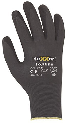 3er Pack Texxor topline 2431 Nitril beschichteter Arbeitshandschuh für Präzisions,- Fein- und allgemeine Montagearbeiten, Größe:9 (L)