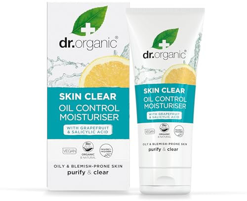 Dr Organic Skin Clear Moisturiser, Oil Control, For Acne & Clear Skin, Salicylic Acid, Oily, Problem Skin, Natural, Vegan, Cruelty-Free, Paraben & SLS-Free, Recycled & Recyclable, Organic, 50ml