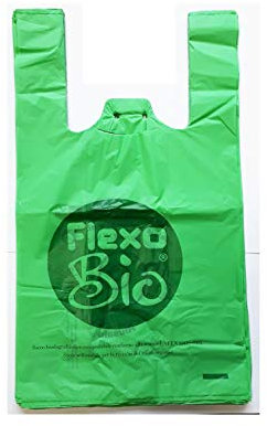 Lot de 1 000 sacs biodégradables compostables 22 + 12 x 40 cm Norme EN 13432 pour magasins alimentaires Utilisation domestique à anse et boucle pour les accrocher