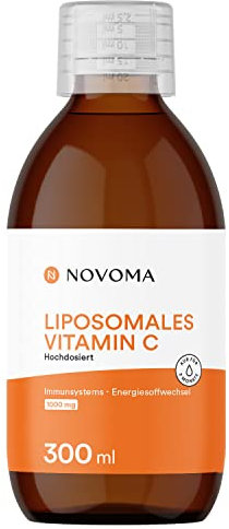 NOVOMA Vitamine C liposomale 1000mg, Dosage Puissant & Haute Absorption, Cure de 2 mois, 100% Quali®-C, Système Immunitaire & Fatigue, Bouchon Doseur Inclus, Bouteille 300 ml