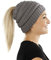 Balinco Damen & Mädchen Strickmütze mit Zopfloch - gestrickte Wintermütze (5a) (Grau)