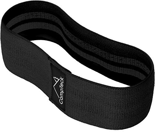 CampTeck U7005 - Polyester & Latex Hip Band Elasticated Glute Resistance Bands Non-slip Squat Band - Activate hip/thigh muscles - Gym, Yoga and Pilates, Sport Warm Ups - Black - L (86cm x 8cm)