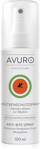 AVURO Mückenschutz Spray 100ml, langanhaltender Schutz vor Insekten, 100% pflanzlicher Wirkstoff Eucalyptus Citriodora Öl, DEET-frei