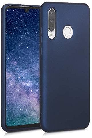 kwmobile Case kompatibel mit Huawei P30 Lite Hülle - Schutzhülle aus Silikon metallisch schimmernd - Handyhülle Metallic Dunkelblau