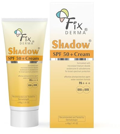 FIXDERMA shadow SPF 50+ Creme, bietet PA+++ Schutz, feuchtigkeitsspendende Sonnencreme, wasserfeste Sonnencreme, nicht fettende, Breitband-UV-Schutz, 40 g