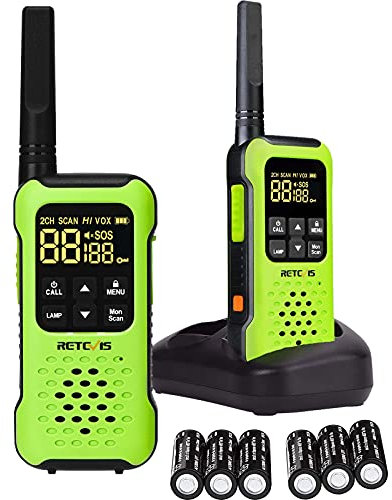Retevis RT649P Walkie Talkie, Flotador Impermeable IP67, 1200 mAh PMR446 16 Canales, Linterna LED,SOS,VOX, Walkie Talkie Profesional para Exteriores (1 Par, Verde)