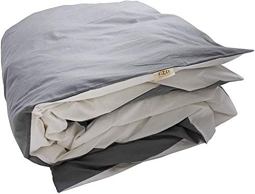 Bettbezug aus Bio-Baumwolle Perkal (Weiss/grau 100x135cm)