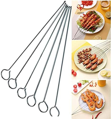 18 pinchos de metal para barbacoa, alimentos, carne, brochetas, parrilla, carne, cocina, palos de acero, barbacoa
