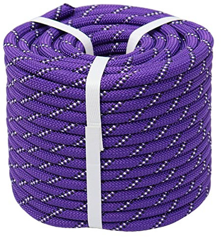 YUZENET Braided Polyester Arborist Rigging Rope (3/8 inch X 100 feet) High Strength Outdoor Rope for Rock Climbing Hiking Camping Swing, Purple
