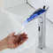 Rétro Mitigeur Lavabo Automatique à Infrarouge Froid et Chaud Robinet Mitigeur Lavabo Cascade Led Changement de Couleur Robinet Automatique avec Capteur Infrarouge-Chrome_Haut