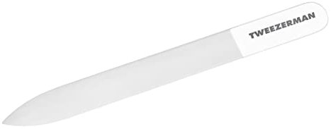 TWEEZERMAN Lima de cristal para pulir uñas (lavable, da forma y alisa el lecho ungueal, estuche incluido), blanca
