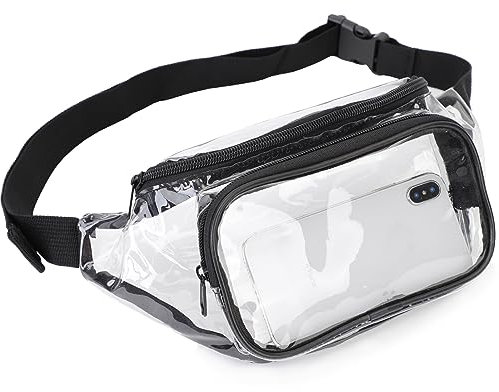 TINYAT Transparente Bauchtasche für Damen, holografische Bauchtasche, wasserdicht, PVC, modisch, Gürteltasche, Schultertasche, superleicht, für Konzerte, Spiele und Partys