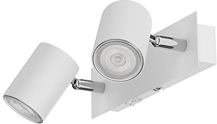 ledscom.de Spot mural WAIKA, à deux flammes, avec interrupteur, blanc mat, incl. LED GU10, PAR16, blanc chaud, 6,3W chacun, 374lm, 70°, variateur à 3 positions