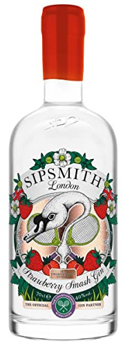 Sipsmith Strawberry Smash Gin I Wimbledon Championship Edition 2022 I Frische Erdbeernoten, kombiniert mit leichtem Zitrus- und Minzgeschmack I 40% Vol | 700ml Einzelflasche |