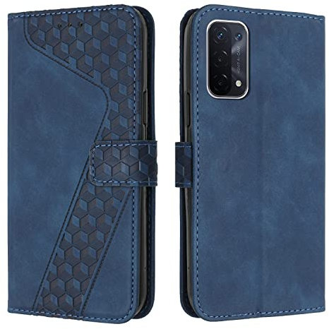 OKZone Cover per Oppo A54 5G/Oppo A74 5G/Oppo A93 5G, Custodia a Libro in Pelle Protettiva Folio Portafoglio con Chiusura Magnetica e Slot per Carte Wallet Case Flip Antiurto Cover (Blu)