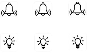 Schalter Aufkleber Set mit 3 x Glocken und 3 x Licht Symbol Aufkleber (RP14) (20 mm)
