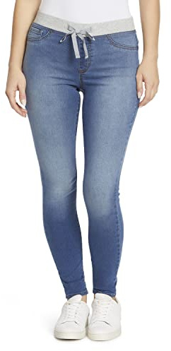 ELII Womens Dorm Pull On Tie Detail Knit Denim Jegging Jeans, Medium Gravity, Medium US