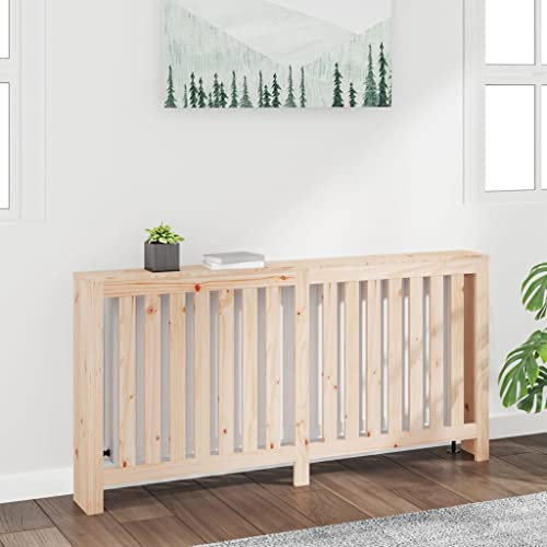 HOMIUSE 169x19x84 cm Heizkörperverkleidung Heizung Heizkörper Abdeckung Landhausstil Heizungsabdeckung Heizungsverkleidung Radiator Cover für Schlafzimmer Wohnzimmer Braun Massivholz Kiefer