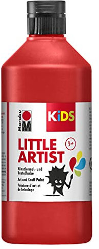 Marabu KiDS Little Artist 500 ml, Rot, Künstlermal- und Bastelfarbe für Kinder ab 3 Jahren, Kindermalfarbe auf Wasserbasis, auswaschbar, Made in Germany, vegan, glutenfrei, 03050075232