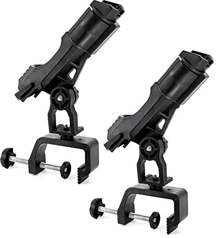 byhsports 2 Pack Fishing Boat Rods Holder, Fishing Pole Rod Racks with 360 Degree Adjustable Large Clamp Opening, for Boat, Kayaks