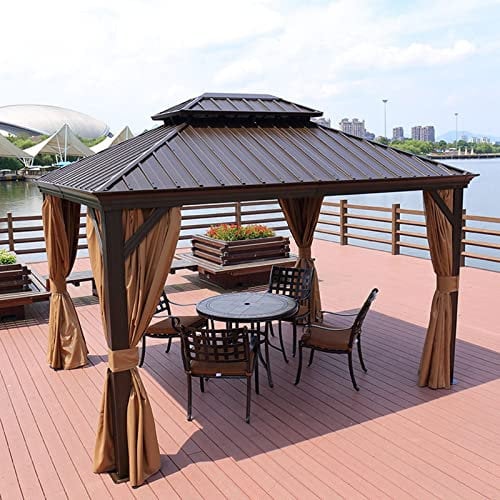 NOWLIN Outdoor Gazebo Courtyard Tent Leisure Pavilion Garden Roof Aluminum Alloy Galvanized Waterproof Terrace Suitable for Terrace Roof