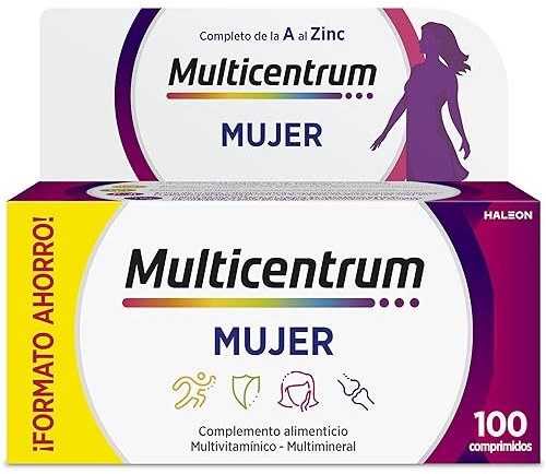 Multicentrum Donna Integratore Multivitaminico completo per donna, con Vitamina D, K, Acido Folico, Calcio, Ferro, per combattere stanchezza e affaticamento, 100 Compresse