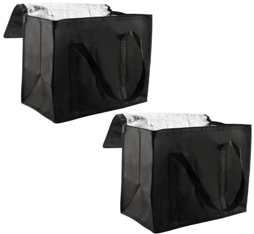 DAKFOOK 2 Pack Food Delivery Bag, 30L Cool Bags with Zip, Insulated Grocery Shopping Bags, Thermal Cooler Bag Box for Shopping, Camping, Picnic
