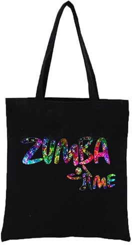 keephen Zumba Print Canvas Tote Bag pour femmes Black Cotton Shoulder Bag Sacs réutilisables pour faire du shopping, épicerie, sacs cadeaux, sac de voyage, sacs de magasinage