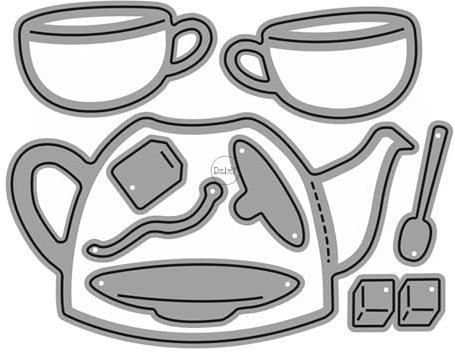 DzIxY Teekannen Teetasse Metall Stanzformen für Kartenherstellung Kit Prägung Papier Stanzformen Scrapbook Maschine Schablonen Aufbewahrung Taschen Supplies