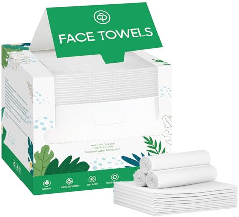 Lot de 50 serviettes jetables pour le visage, biodégradables, multi-usages pour soins de la peau, lingettes de maquillage, lingettes pour le visage et nettoyage du visage, 25 x 30 cm