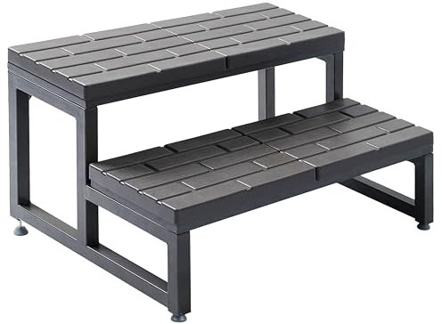 U-OONSE Scalini per vasca idromassaggio, telaio in ferro con gradino in plastica antiscivolo, grandi gradini durevoli per camper, esterni/interni, per tenere la vasca da bagno, la piscina, la spa con
