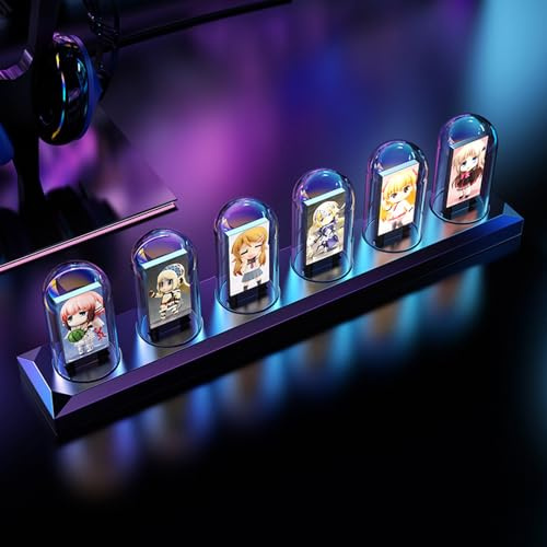 CJHZQYY Nixie Tube Clock LED Glow Digital Tube Clock With Calendar, Weather Forecast, Pixel IPS Informative Display, DIY Art Photo Display, WiFi APP Connection