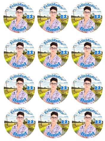 OBLEA PARA GALLETAS O CUPCAKES CON FOTO, personalizada nombre y edad para cumpleaños, Medida redonda. Papel Comestible Decoracion Cumpleaños, Obleas Comestibles Redondo - Vegano y Sin Gluten