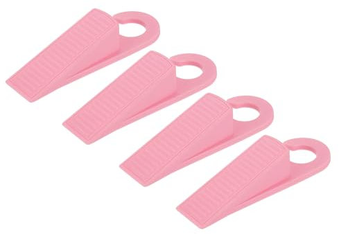 sourcing map 4 Pcs Door Stoppers for Bottom of Door, 28mm/1.10 Inch Door Stops, TPR Rubber Door Stopper Wedge Anti Slip, Window Stopper Door Stackable, Pink