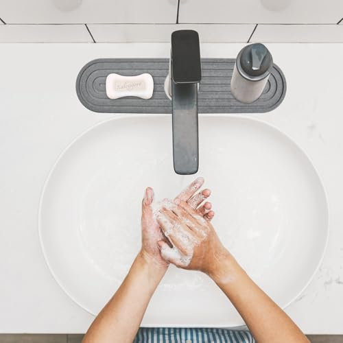 YILANJIN Kitchen Sink Faucet Mat, Instant Drying Stone, Stone Faucet Mat for Kitchen Sink, Rounded Edge Diatomaceous Earth Quick Drying Stone Sink Tray, for Kitchen Bathroom Faucet Sink