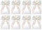 CaPiSo Schleife Handarbeit 20x30cm Fertigschleife Geschenkschleife OHNE BASTELN Glitzerschleife Lammee Schleife Weihnachtsbaum (Weiss-Gold, 8 Stück)