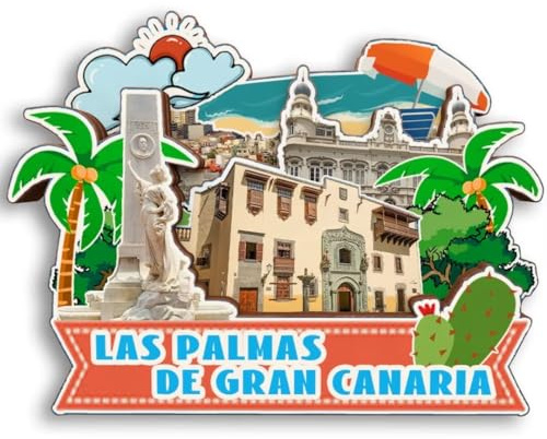 Las Palmas de Gran Canaria Spanien 3D-Kühlschrankmagnet aus Holz, Stadt, Reise, Souvenir, Kühlschrank-Aufkleber, Zuhause, Küche, Whiteboard-Dekoration