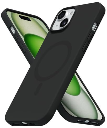 LoeoeL for iPhone 15 Case Silicone Mag Safe, Compatible with Magsafe Ultra Slim Thin Magnetic Phone Case for Women Girls, Soft Rubber Gel Matte TPU Solid Color Minimalist Cover, Black