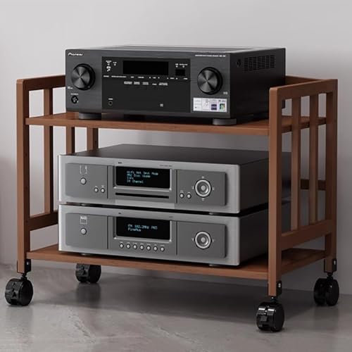 Elitix HiFi Rack Beweglicher Audiogeräteschrank mit Verstellbarem Regal, Heimstereo-Racksystem Komplett für CD-Player und Lautsprecher, 1-5-stufiger AV-Komponentenständer(Brown,80x53cm)