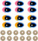 Ojos Manualidades 20 Piezas ImpresióN De Ojos De Dibujos Animados PláStico Ojos De Seguridad Con Arandelas Safety Eyes Para Juguetes De Ganchillo MuñEca Para Manualidades Fake Eyes for Toys 19x29 mm