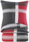 BaSaTex Feinbiber Winter Bettwäsche warme und kuschelige Bettgarnitur und Kissenbezug 135x200 + 80x80 cm | 100% Baumwolle | Thomas - Anthrazit Rot