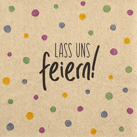 HOME FASHION Serviette Lass uns feiern, 33x33 cm, 3-lagig, 20 Stück, Partydeko, Geburtstag, Festlichkeiten