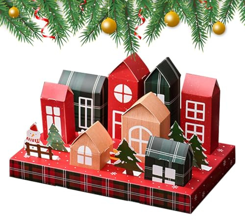 Christmas House Treat Boxes- Countdown Calendar Box, Multi Purpose Decoration Box| Christmas Interspersed Snap Design Festive Home Decor Boxes, For Storing Nougat Cookie Snow Crisp Candy Gadgets