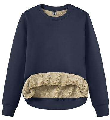 TACVASEN Maglione Donna Felpa Cotone Maglia Maniche Lunghe Girocollo Senza Cappuccio Maglione Basic Invernale Pile Top Casual Caldo Camicetta