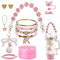SNAIL GARDEN 13 pcs Accessories Set for Stanley Cup Include Beads Bracelets,Straw Covers,Cup Boot, Hanging Charms, Heart Hooks, Handle Strap Cup Ring,Pink Stanley Cup Accessories Set for 30/40oz