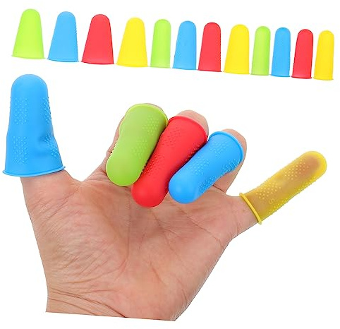KOMBIUDA 12 Stück Rutschfeste Silikon Fingerlinge Flexibel Verschleißfest Kompakt Fingerschutz Für Haushalt Erste Hilfe