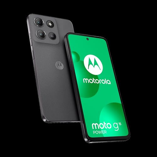 Moto g15 Power 256 Go, Smartphone debloqué, écran 6,72, Appareil Photo 50 MP, Batterie Haute capacité 6000 mAh, Gravity Grey, Coque de Protection et câble USB C Inclus