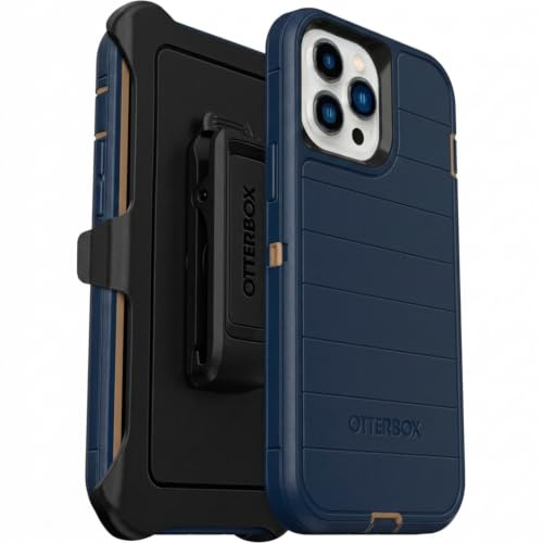OtterBox Schutzhülle für iPhone 13 Pro Max und iPhone 12 Pro Max (nur Defender Serie, Bildschirmlose Edition), Blaue Wildlederschuhe, Holster-Clip enthalten, mikrobieller Abwehrschutz, Keine